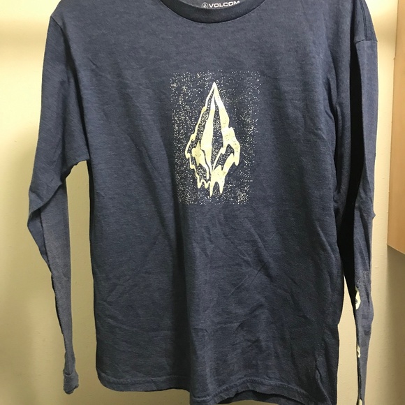 Volcom Kids Long Sleeve Blue Shirt with Yellow Graphic Size XL - Picture 1 of 4